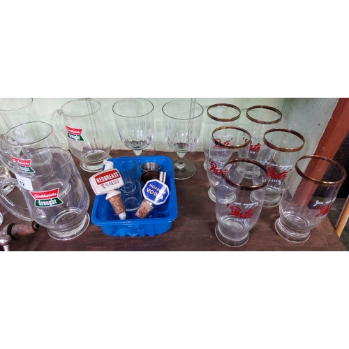 142 - Large Collection of Vintage Pub Glasses and Spirit Measures