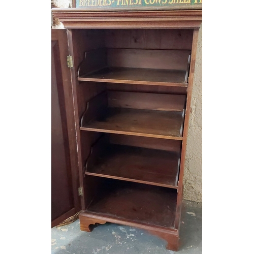 154 - Neat Size Fitted Mahogany Linen Cupboard with Sliding Drawers - C. 76cm W x 60cm D x 142cm H