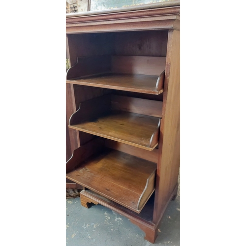 154 - Neat Size Fitted Mahogany Linen Cupboard with Sliding Drawers - C. 76cm W x 60cm D x 142cm H