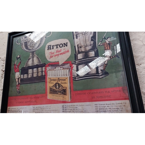 166 - Framed Afton GAA Hurling & Football Match Results Print - C. 80cm W x 109cm H