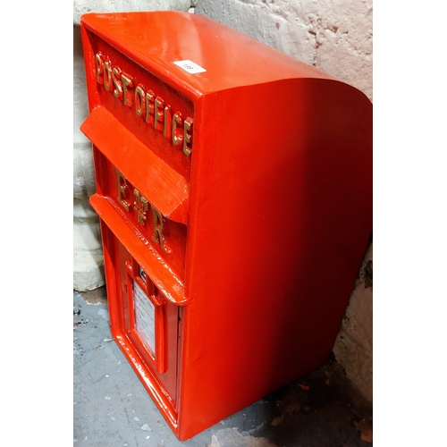 199 - Red Post Office Metal Letter Box - C. 31cm W x 39cm D x 66cm H