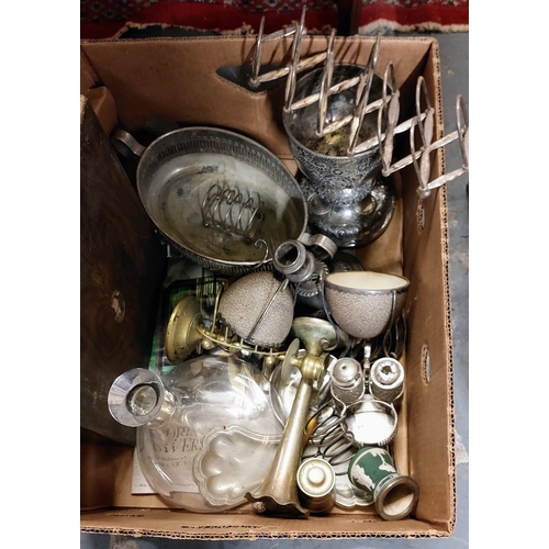 224 - 2 Good Boxes of Misc Collectibles inc Canteen of Cutlery, Opera Glasses, Silver Plate Items etc