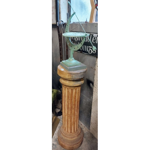 235 - Sundial on Composite Stone Column Plinth - C. 140cm H x 27cm W