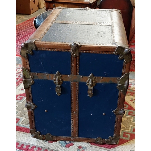 246A - Leather Bound Travel Trunk by L Goldsmith & Son, Newark, New Jersey 