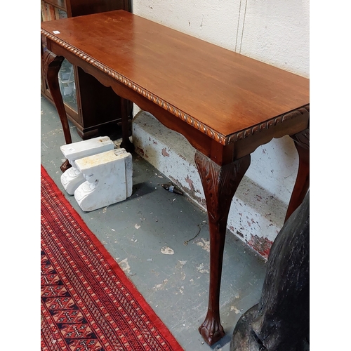 291 - Mahogany Rope Edge Hall Table on Ball and Claw Feet - C. 122cm W x 45cm D x 77cm H