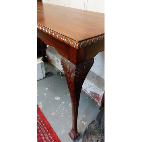 291 - Mahogany Rope Edge Hall Table on Ball and Claw Feet - C. 122cm W x 45cm D x 77cm H