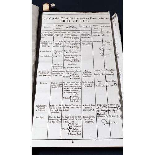 315 - A List of the Claims as they are entered with the Trustees in Chichester-House on College Green, Dub... 