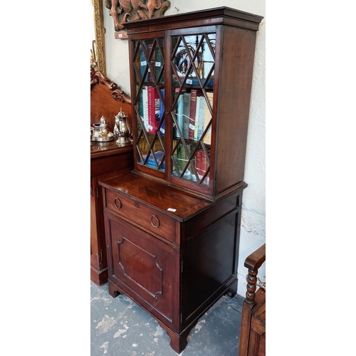 326 - Neat Georgian Mahogany Astral Glazed Bookcase - C. 66cm W x 55cm D x 162cm H