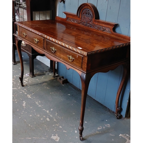 348 - Mahogany Rope Edge 2 Drawer Gallery Back Side Table - C. 120cm W x 57cm D x 110cm H