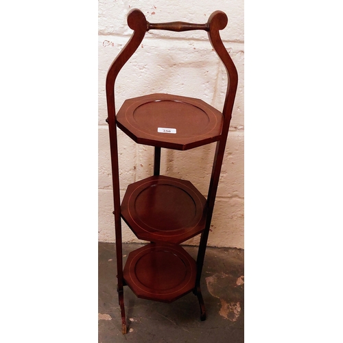 356 - Mahogany Inlaid Folding Cake Stand