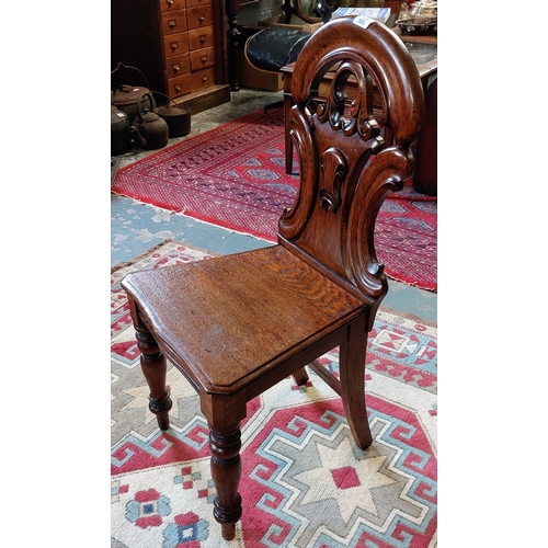 365 - Carved Mahogany Shield Back Hall Chair