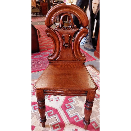 365 - Carved Mahogany Shield Back Hall Chair