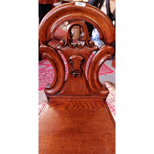 365 - Carved Mahogany Shield Back Hall Chair