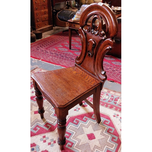 365 - Carved Mahogany Shield Back Hall Chair