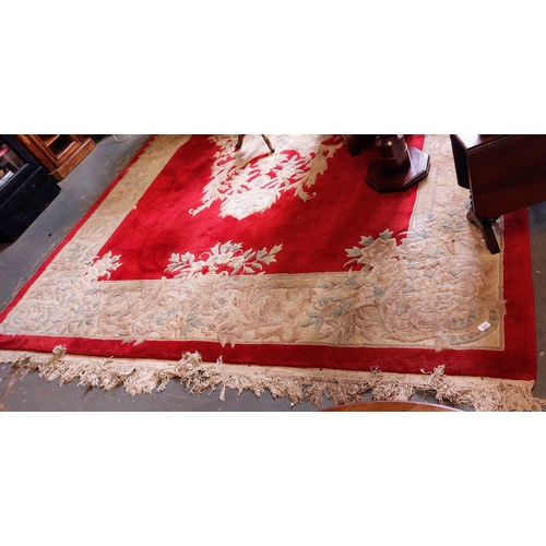 367 - Large Red Thick Pile Carpet Square - C. 400cm x 275cm