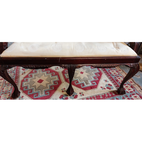 373 - Chippendale Style Mahogany 2 Seater Settee on Ball and Claw Feet - C. 120cm W x 50cm D