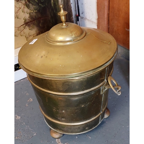 405 - Brass Coal Bucket & Brass Folding Fire Screen