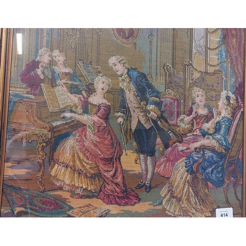 414 - 2 Framed Victorian Scene Tapestries - C. 52cm W x 51cm H