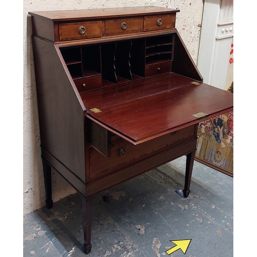 418 - Neat Inlaid Mahogany Writing Bureau with 5 Drawers - 78cm W x 46cm D x 112cm H