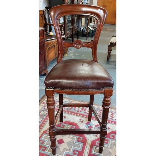 419 - Leather Seat High Back Bar Stool