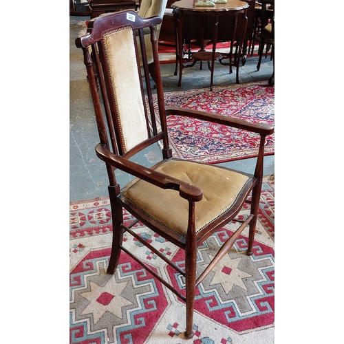 432 - Mahogany Country Armchair with Turned Spindle Stretchers