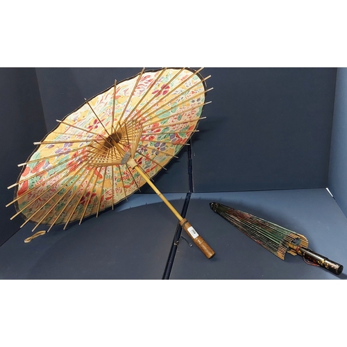 442 - 2 Hand Painted Oriental Umbrellas