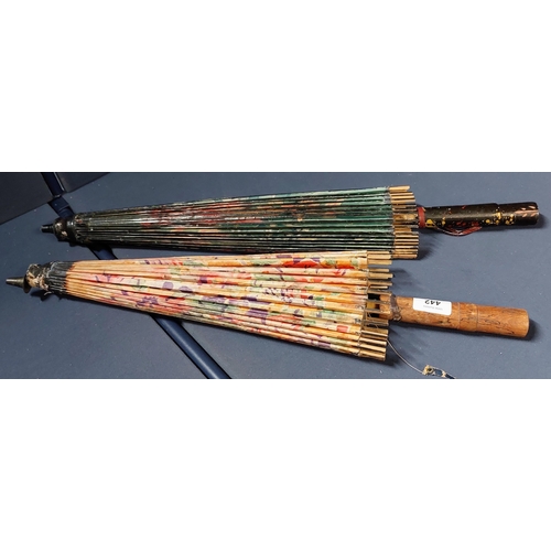 442 - 2 Hand Painted Oriental Umbrellas