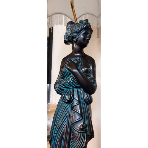 451 - Tall Grecian Lady Figure Table Lamp & Shade - C. 115cm H