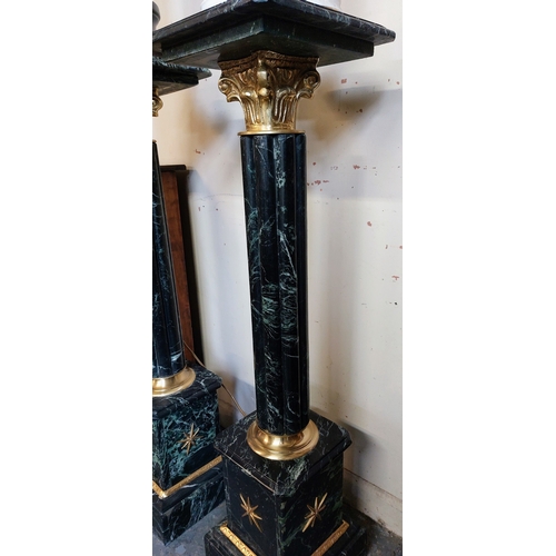 452 - Pair of Gilded Marble Torchere Stands - C. 28cm x 28cm x 106cm H