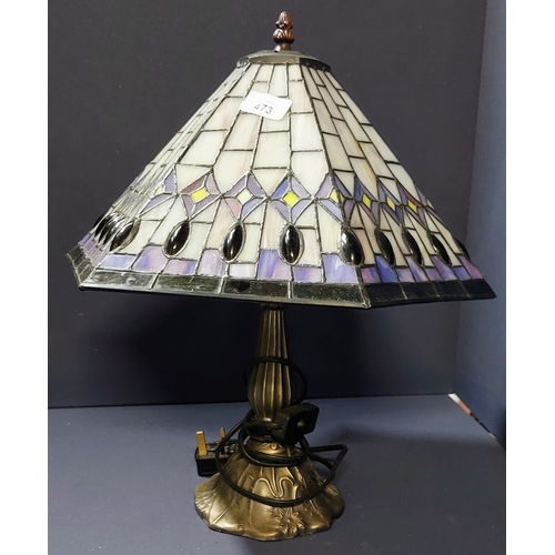 473 - Tiffany Leaded Glass Shade Table Lamp - C. 45cm H