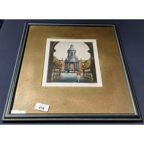 478 - Peter Knuttel Trinity College Dublin Limited Ed Print 202/250 - C. 38cm W x 44cm H