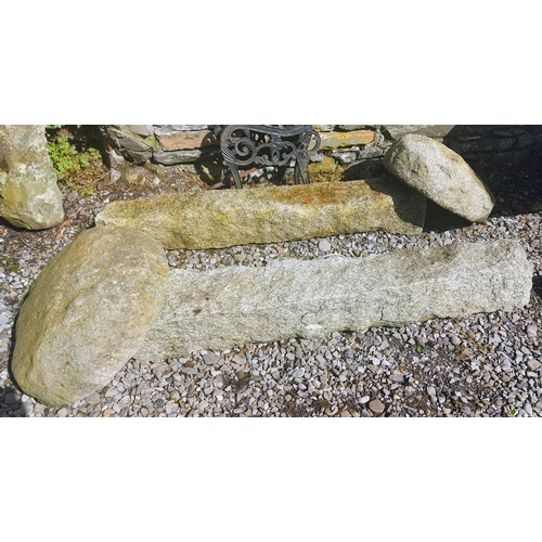 489 - Pair of Granite Staddle Stones - C. 135cm H Pillar