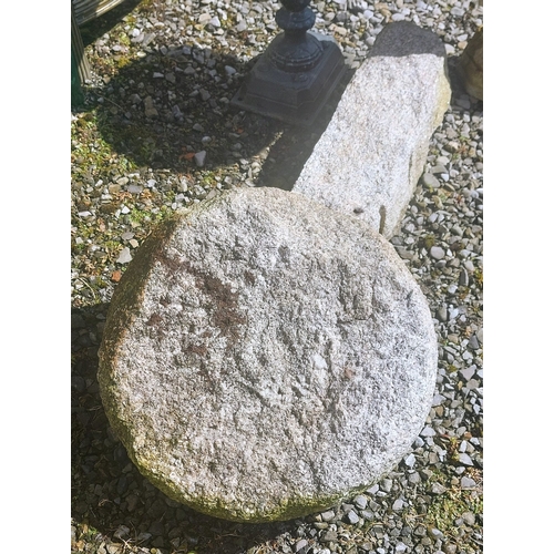 494 - Granite Staddle Stone & Top - C. 90cm Pillar