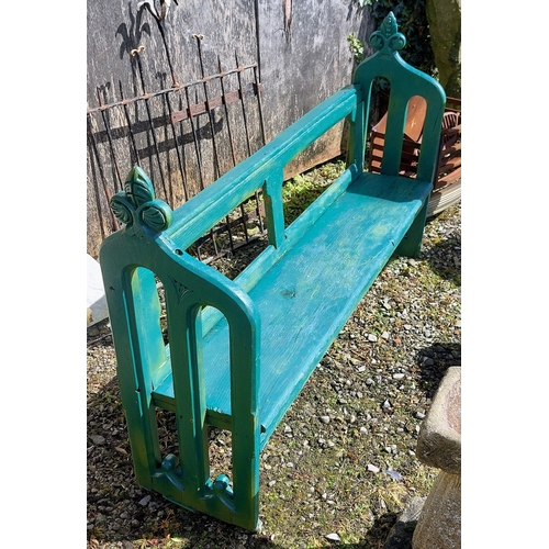 496 - Green Painted Wooden Bench - C. 160cm W x 40cm D