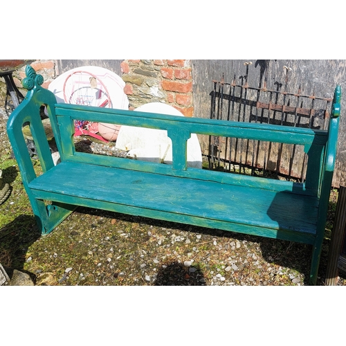 496 - Green Painted Wooden Bench - C. 160cm W x 40cm D