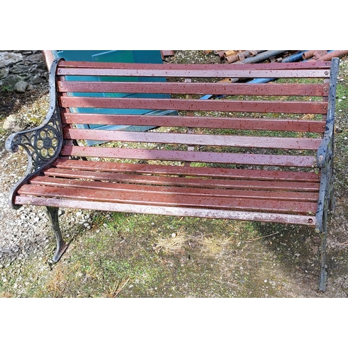 524 - Brown Painted Metal End Garden Bench - C. 124cm W