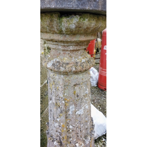 533 - Composite Stone Sundial Pedestal - C. 114cm H