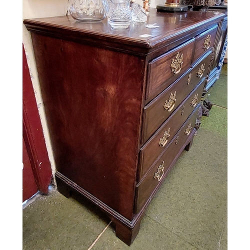 557 - Georgian Oak Chest of Drawers with 2 over 3 Drawers and Brass Handles - C. 92cm W x 53cm D x 98cm H