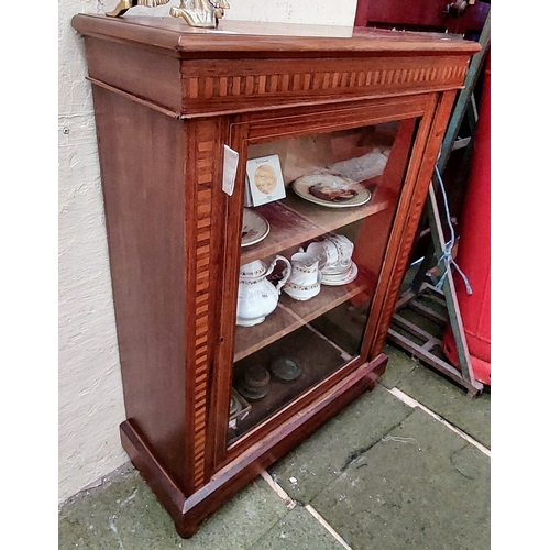 567 - Mahogany Crossbanded & Inlaid Glazed Pier Cabinet - C. 75cm W x 30cm D x 104cm H