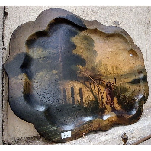 579 - 19th Century Large Papier Mache Tray - C. 78cm W x 62cm H