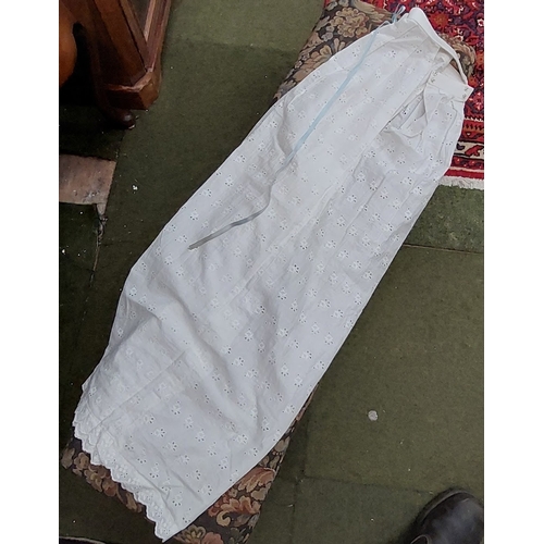 597 - 3 Pieces of Vintage Linen inc Christening Robe, Embroidered Shawl & Petticoat Skirt