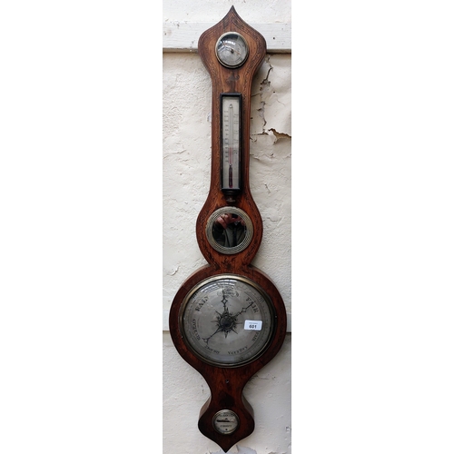 601 - Decoratively Painted 19th Century Banjo Barometer - C. 96cm H