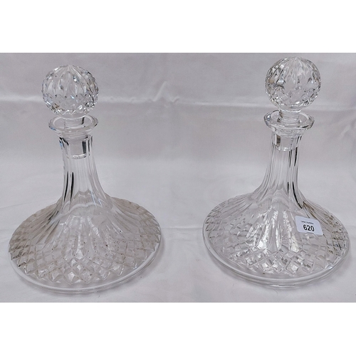 2 Cut Glass Ships Decanters