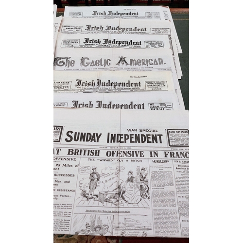 651 - Lot of Irish Newspapers inc Irish Independent 1916 Reprints, Irish Independent 1920's, 60's etc