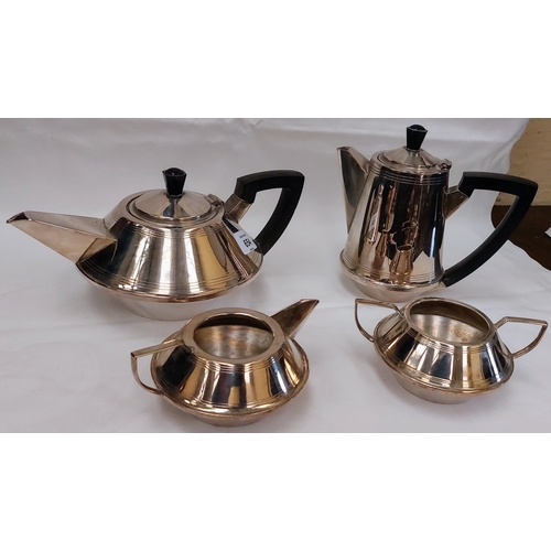 654 - Art Deco 4 Piece Silver Plate Tea and Coffee Set