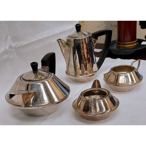 654 - Art Deco 4 Piece Silver Plate Tea and Coffee Set