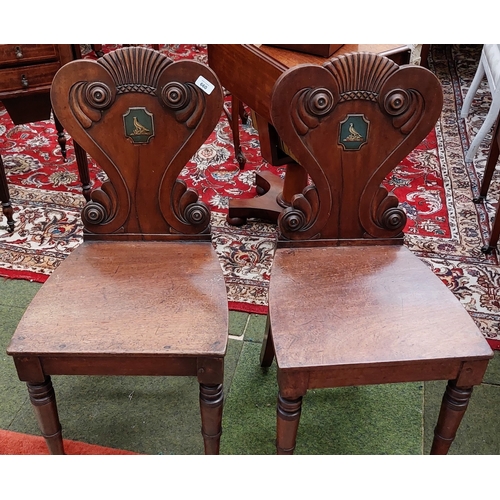 660 - Pair of Mahogany Crested Shield Back Chairs