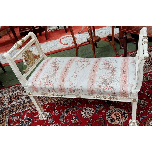 666 - Empire Style Double Ended Upholstered Stool / Window Seat - C. 102cm W