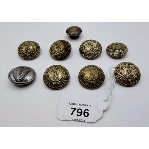 796 - 9 Vintage Jacket Buttons - J. Ireland & Sons Dublin & P&T