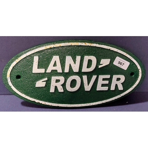 967 - Land Rover Oval Cast Metal Plaque - C. 35cm W